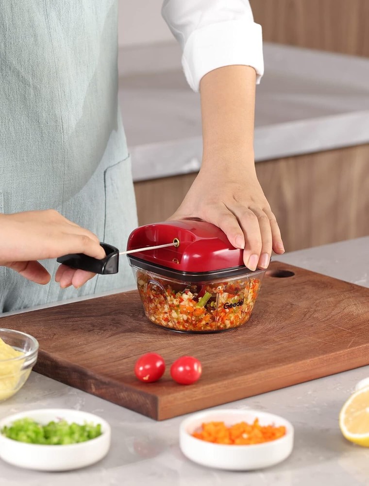 Manual Food Processor Vegetable Chopper, Pull Chopper with String, Food Chopper