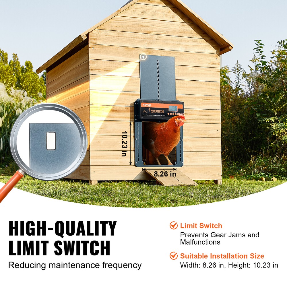 Automatic Chicken Coop Door Auto Chicken Door Opener Timer & Light Sensor