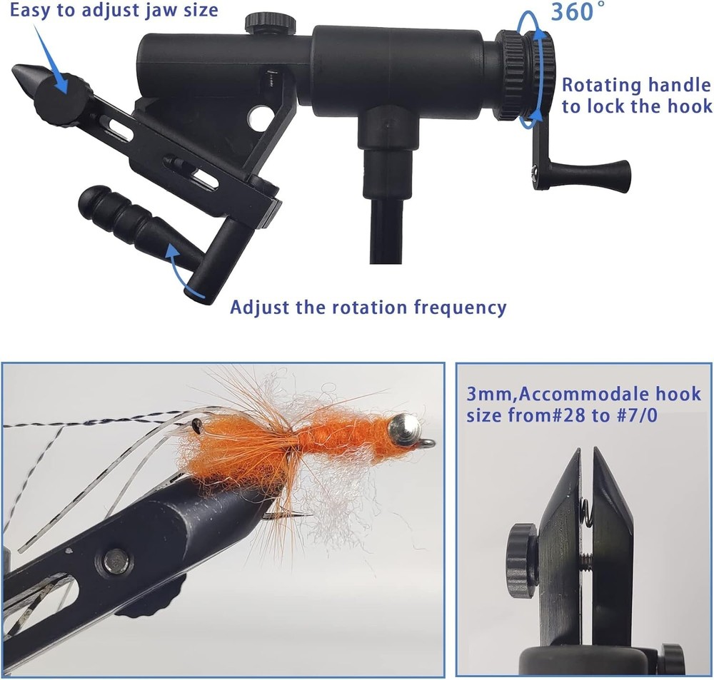 Riverruns Quality Rotary Fly Tying Vise Fly Tying Tools Fly Tying Materials