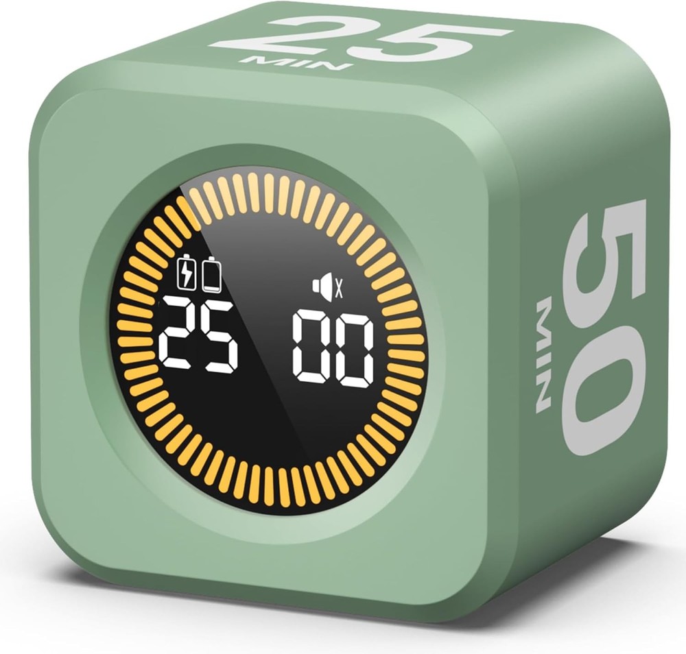 Visual Cube Timer for Productivity - Rotating Timer with 5/10/25/50 Min Settings