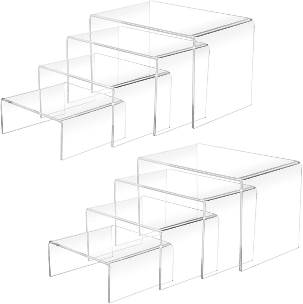 8-Piece Clear Acrylic Display Risers Set