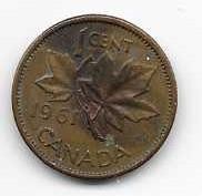 Canada 1961 Copper Penny Circulated