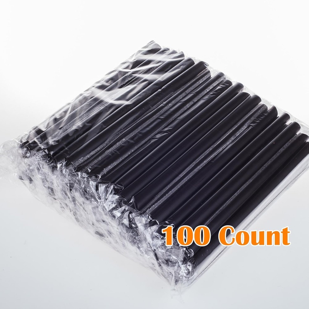 Big Bubble Tea Straws - 100 Pcs Plastic Drinking Straws, 12mm Diameter