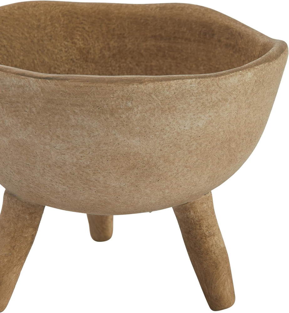 Boho Terracotta Footed Planter with Organic Edge, Matte Taupe