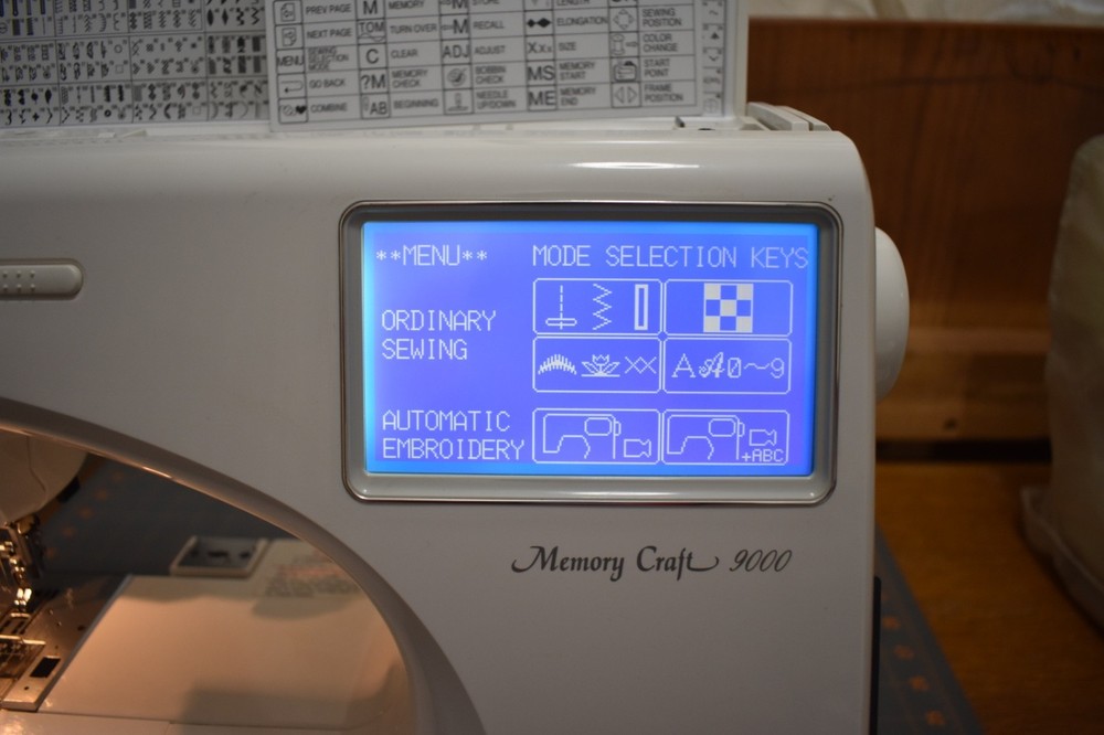 Janome Memory Craft 9000 Sewing Machine with Customizer 2000 Blank Card Extras