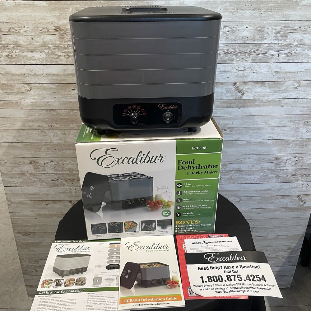Excalibur ECB50B Food Dehydrator & Jerky Maker 5-Tray Stackable 7 Temps Manual
