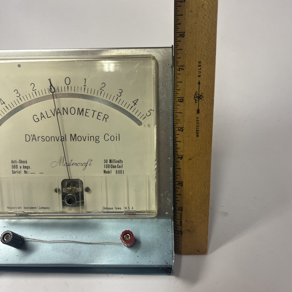 Vintage Mastercraft D'Arsonval Moving Coil Galvanometer 50 Millivolts