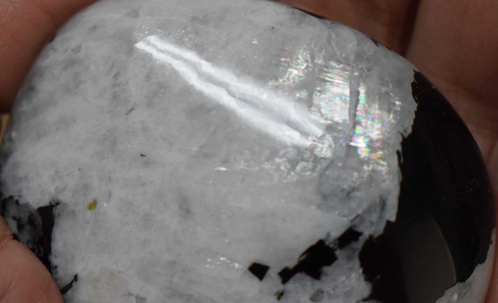 Rainbow Moonstone Palm Stone #11