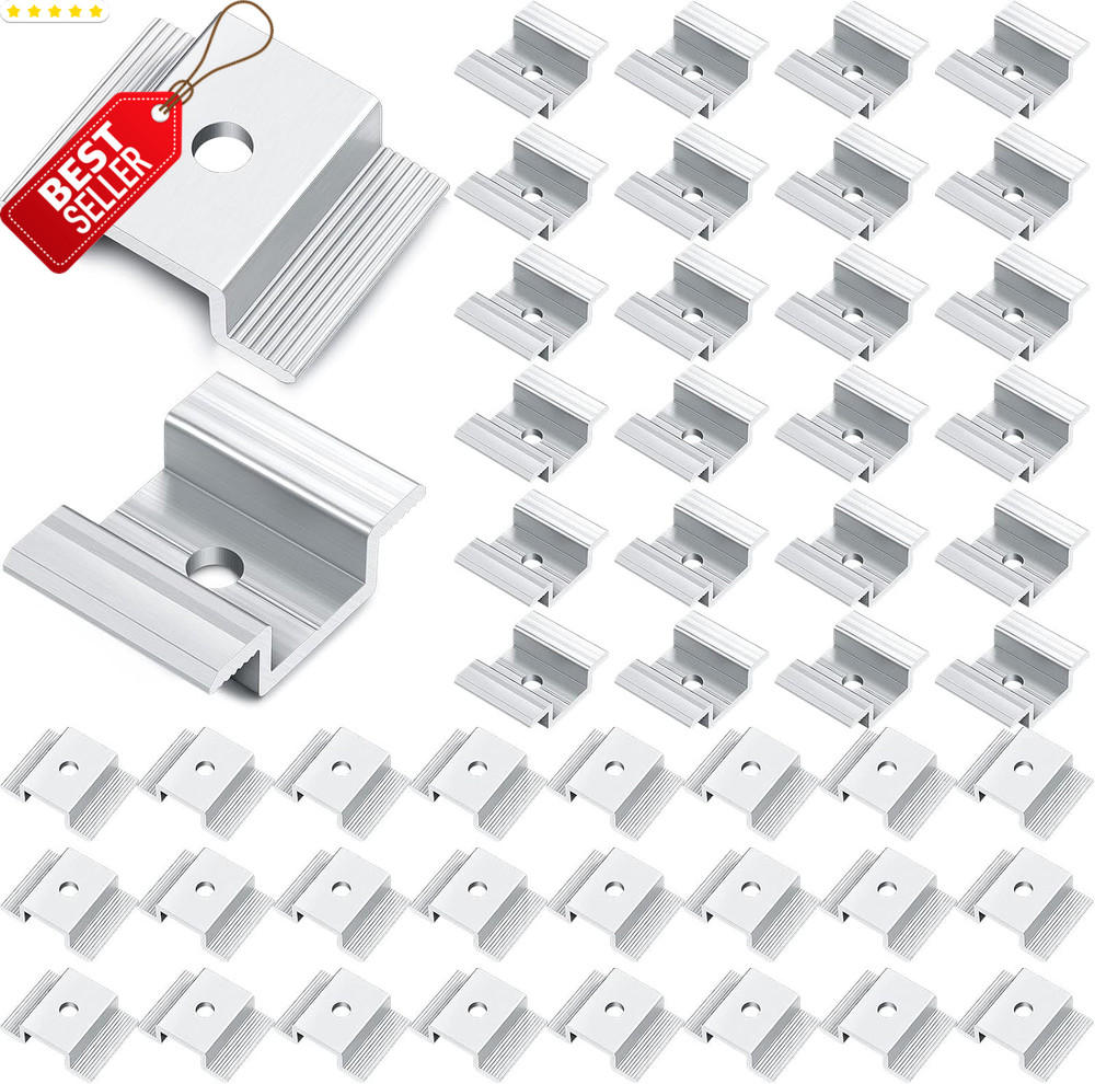 48 Pack Solar Panel Mid Clamps Aluminum Mounting Brackets 1.06 Inch - US