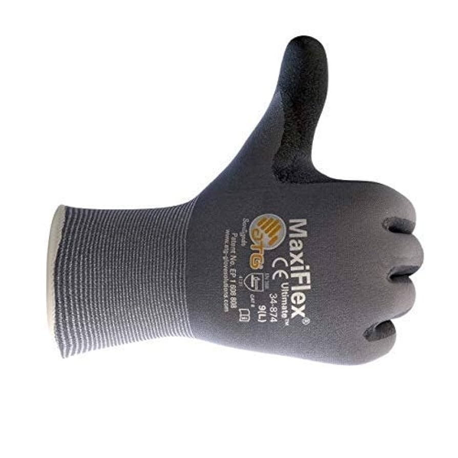 (5 Pack) Large MaxiFlex Ultimate Nitrile Coated Work Gloves 34-874T