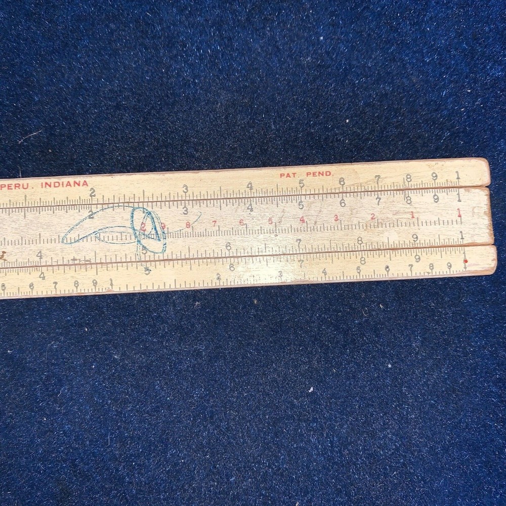 Vintage Wood Slide Rule Engineering Instruments Peru Indiana, Multi-Function