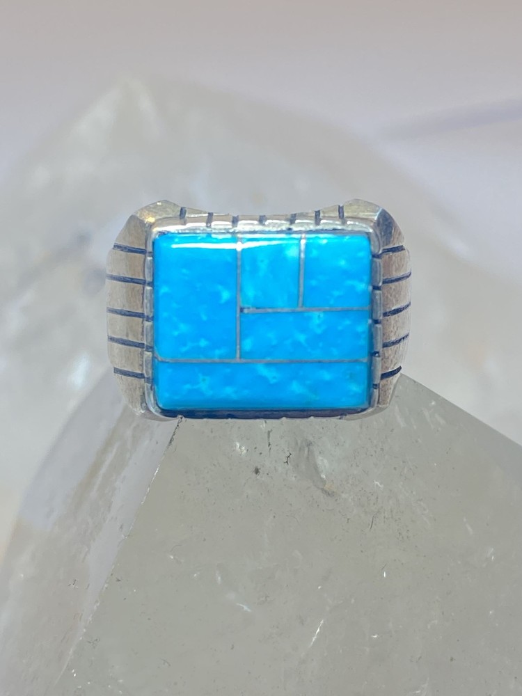 Blue ring size 8.75 sterling silver band southwest