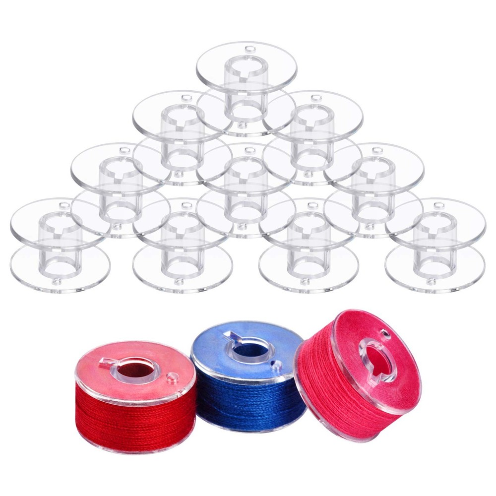 Sewing Machine Bobbins Class 15, 25Pcs , Plastic With Case, Clear