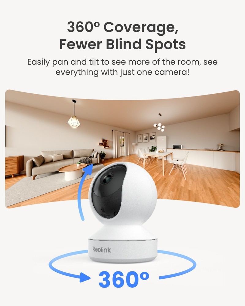 Reolink E1 4MP 360° PT WiFi Security Camera Indoor Crying Detection AutoTracking