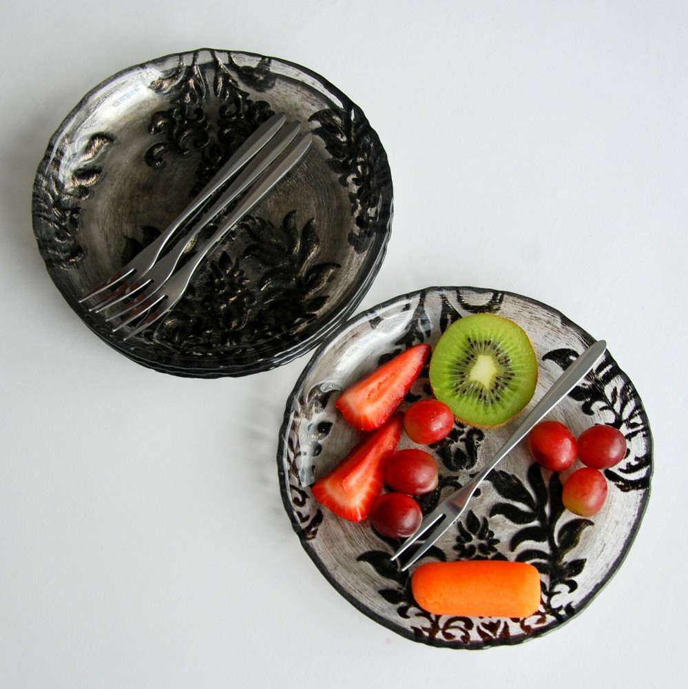 DAMASK Set/4 6" Canapé Plate Black Velvet