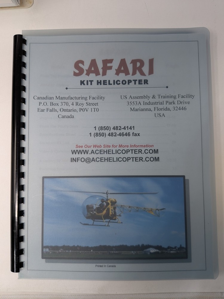 Safari Kit Helicopter Catalog/Manual