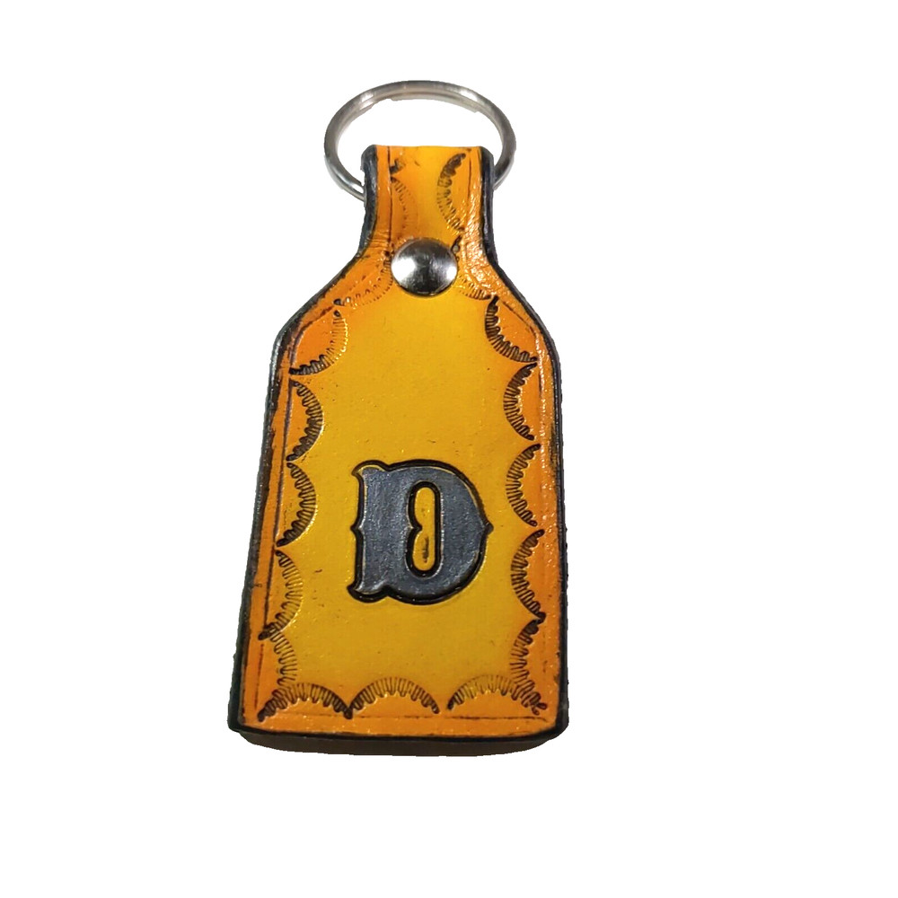 Leather Initial D Keychain Cowboy Western