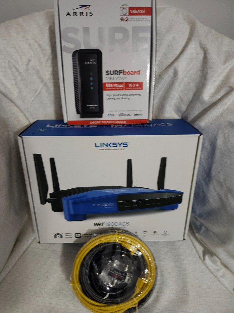 Arris SB6183 Modem + Linksys WRT1900ACS Router DOCSIS 3.0 WiFi Bundle