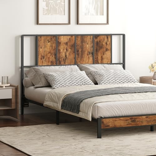 Size Headboard Only, Metal Headboard with Queen Rustic Brown and Black