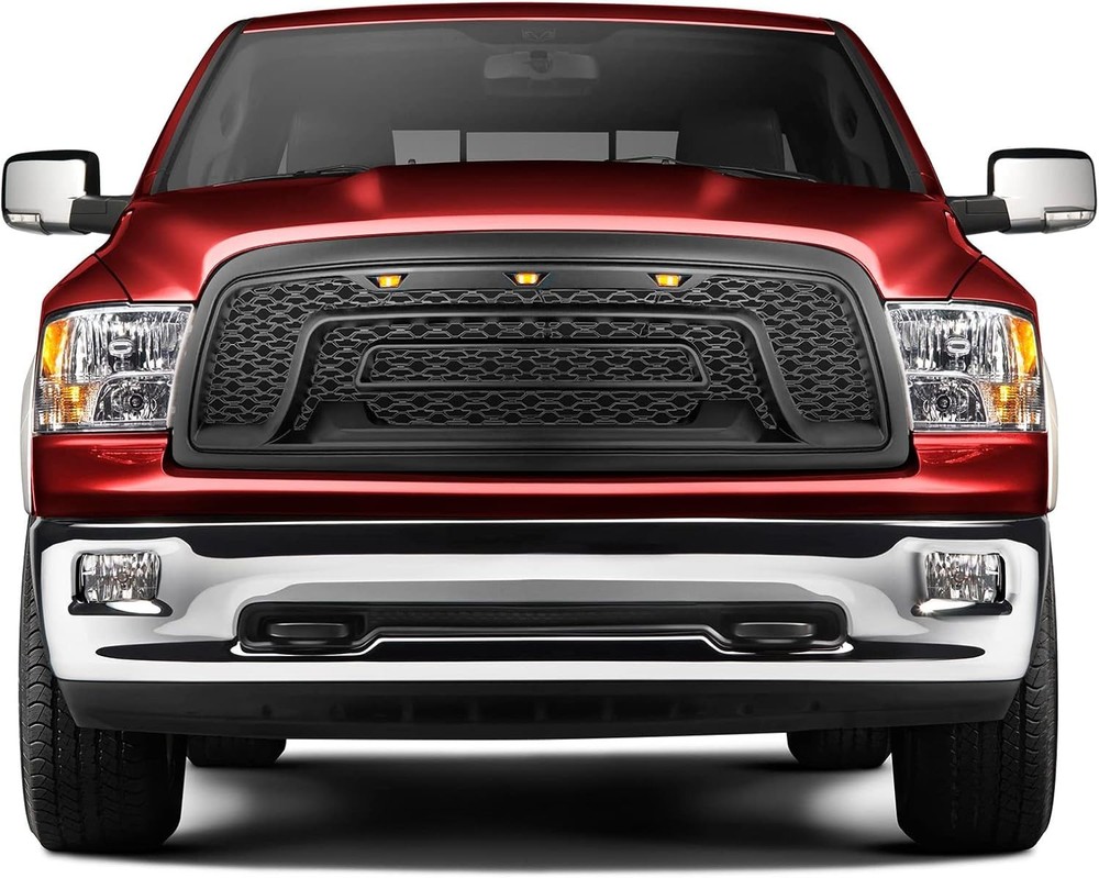 , Grille Compatible with 2009-2012 Dodge Ram 1500, Matte Black Mesh Front Bumper