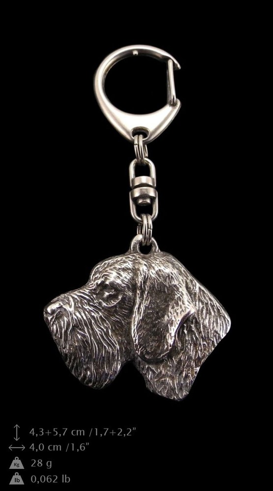 German Wirehaired Pointer - Silver-plated key ring with a dog in a gift box, han