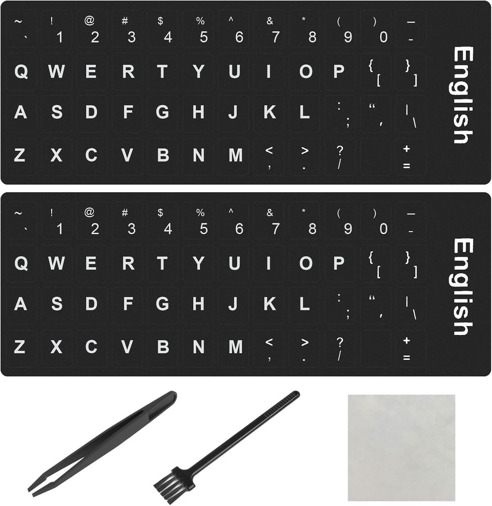 2 Pcs English Keyboard Stickers Universal Replacement for Laptop PC Computer