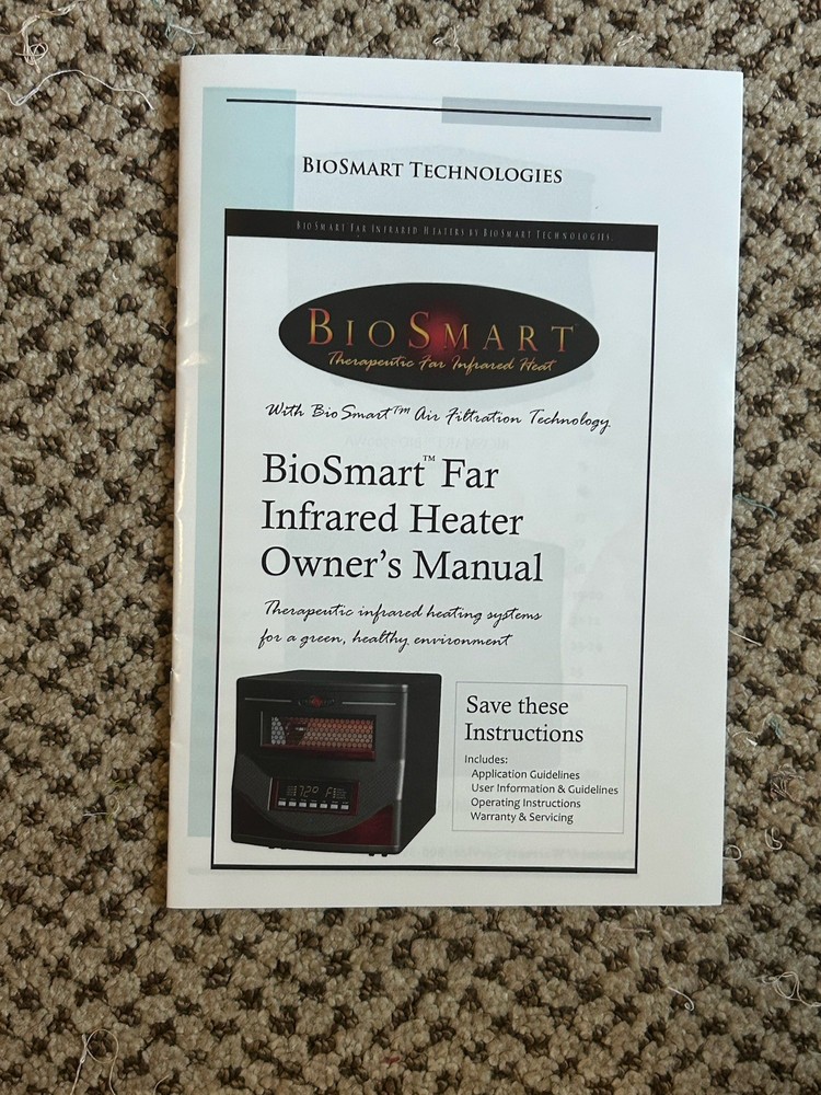 Biosmart Far Infrared Heater Owners Manual With Remote