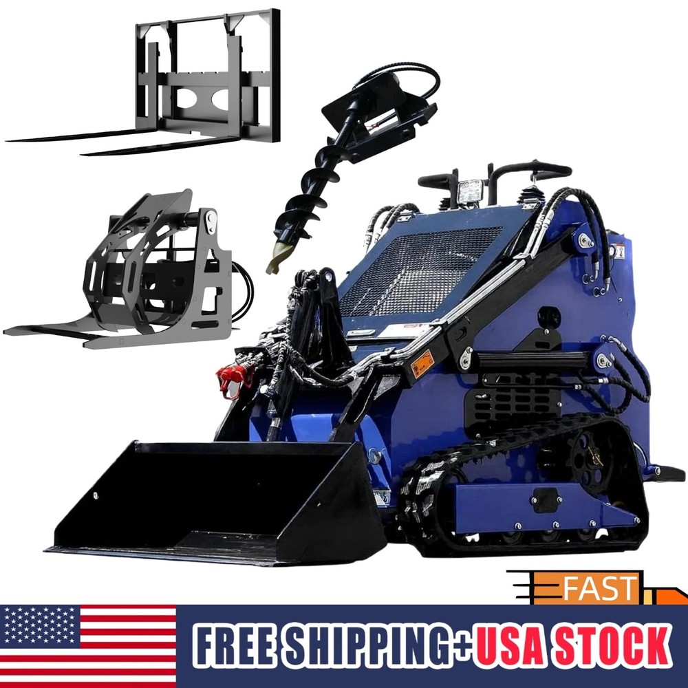 FREE SHIP 22HP Mini Skid Steer Loader Three-stage Pump with 3  Attachments