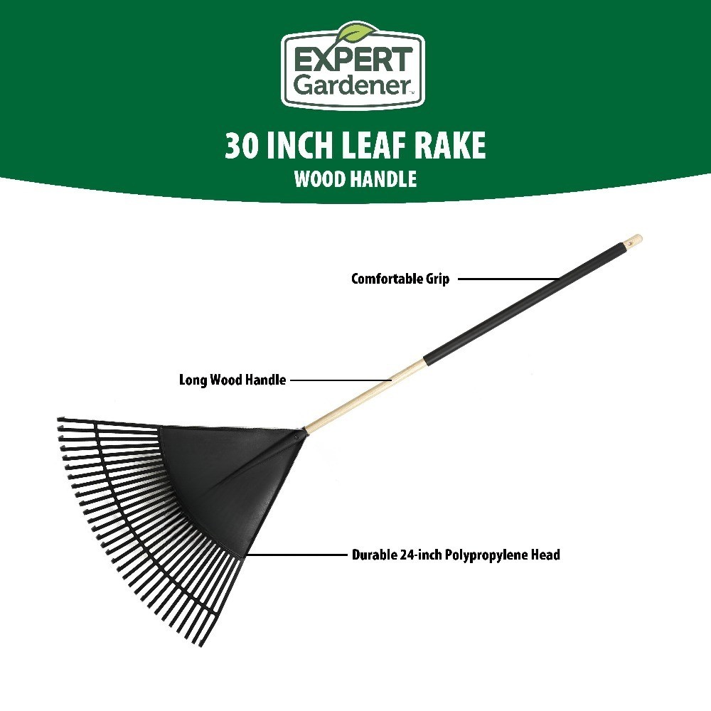 30-inch Wood and Poly Leaf Rake