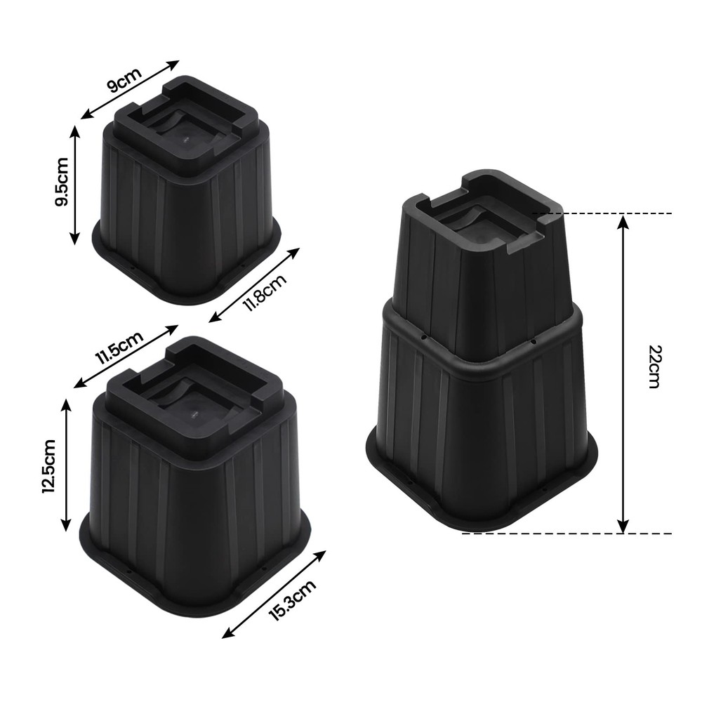 Bed Risers 8 Inch, Elevation in Height 3, 5, 8 inch, Stackable Bed Frame Rise...