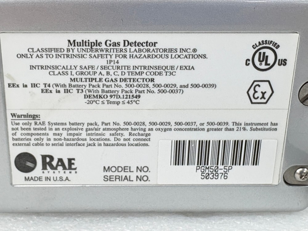 Pre Owned | RAE PGM50-5P Professional Multiple Gas Detector Only - Silver