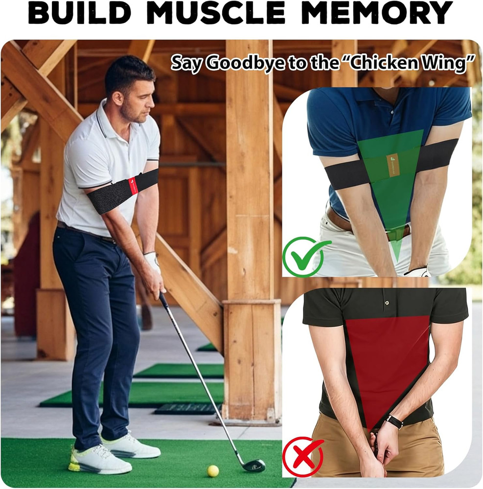 Golf Swing Trainer Aid, Adjustable Elastic Swing Correcting Arm Band, Golf Pract