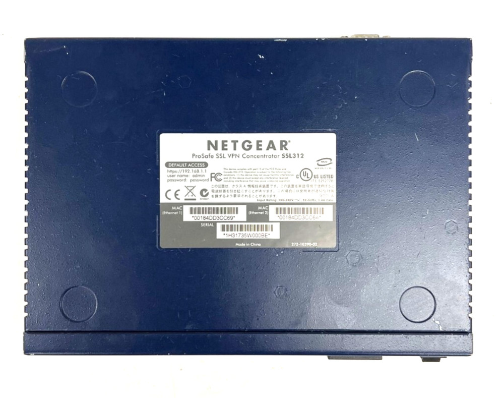 NETGEAR SSL312 PROSAFE SSL VPN CONCENTRATOR OAL 10"