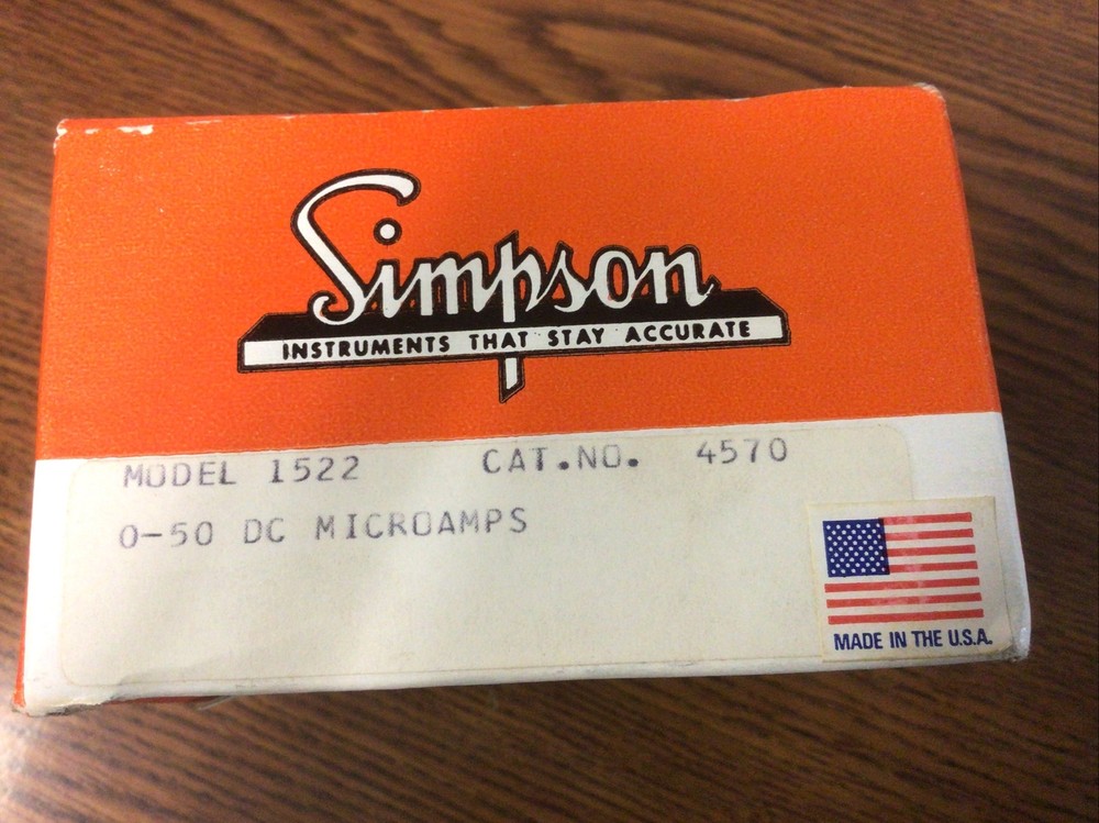 Simpson Edgewise Panel Meter 1522, 0-50 Microamps Cat. No. 4570