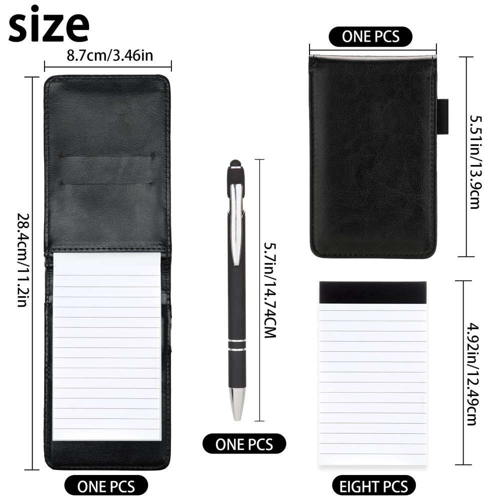 10 Pack Pocket Notepad Holder Set 3x5 Inch Mini Notebook with Pen