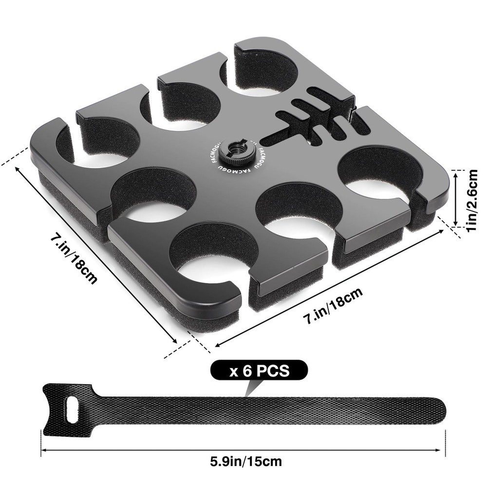 Multi Microphone Holder, Square Tray Mics Holder with Cable Slots Holds Up to...
