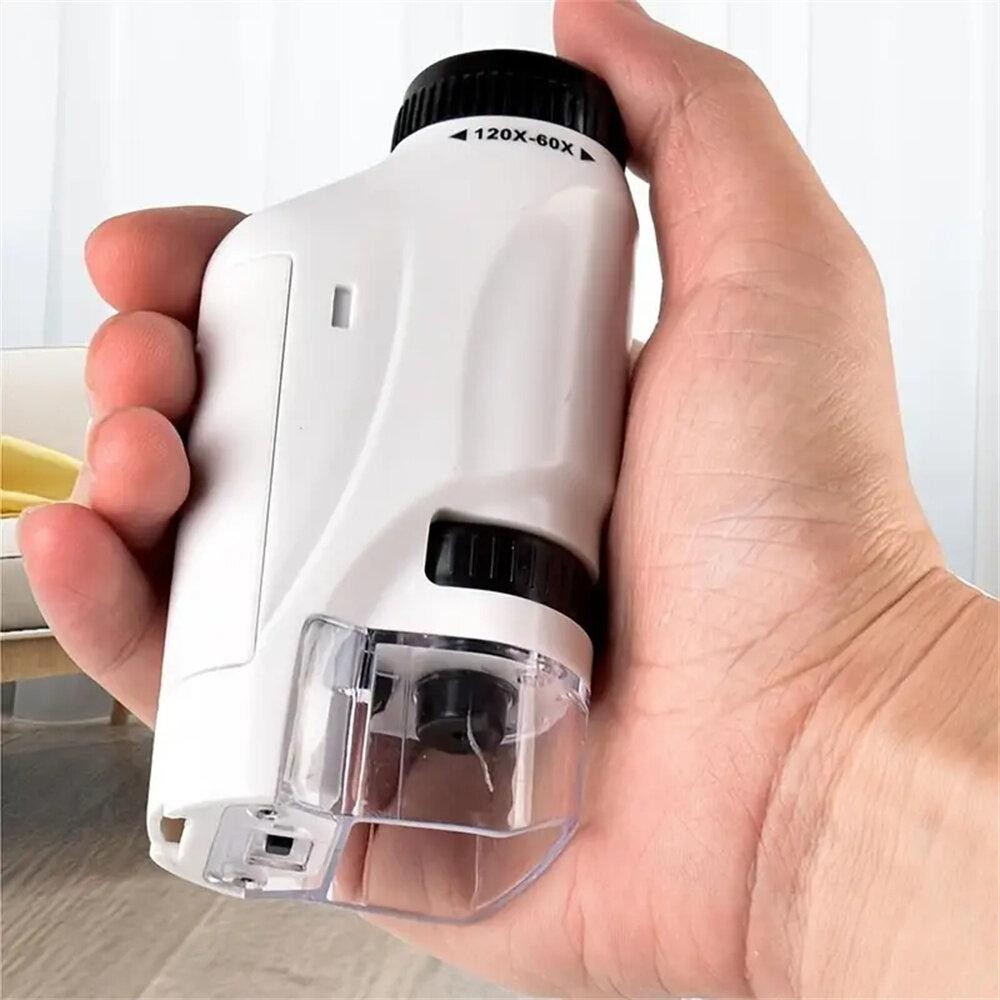 Mini Microscope Handheld LED Light Portable Microscope 60x-120x Magnification Ed