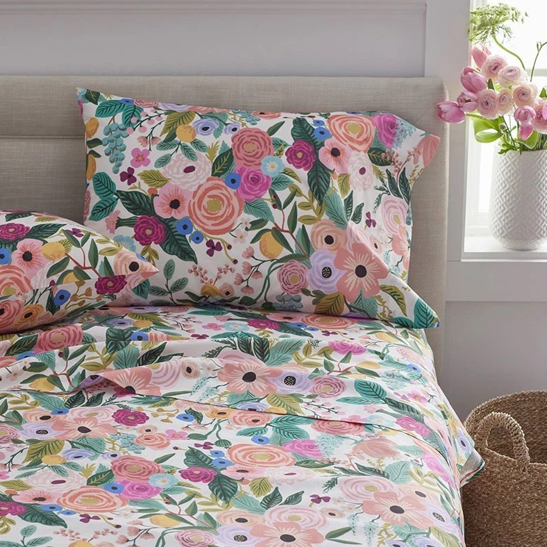 Classic Cool Cotton Percale Bed Sheet Set Twin Multi Floral Soft Bedding Set !!!