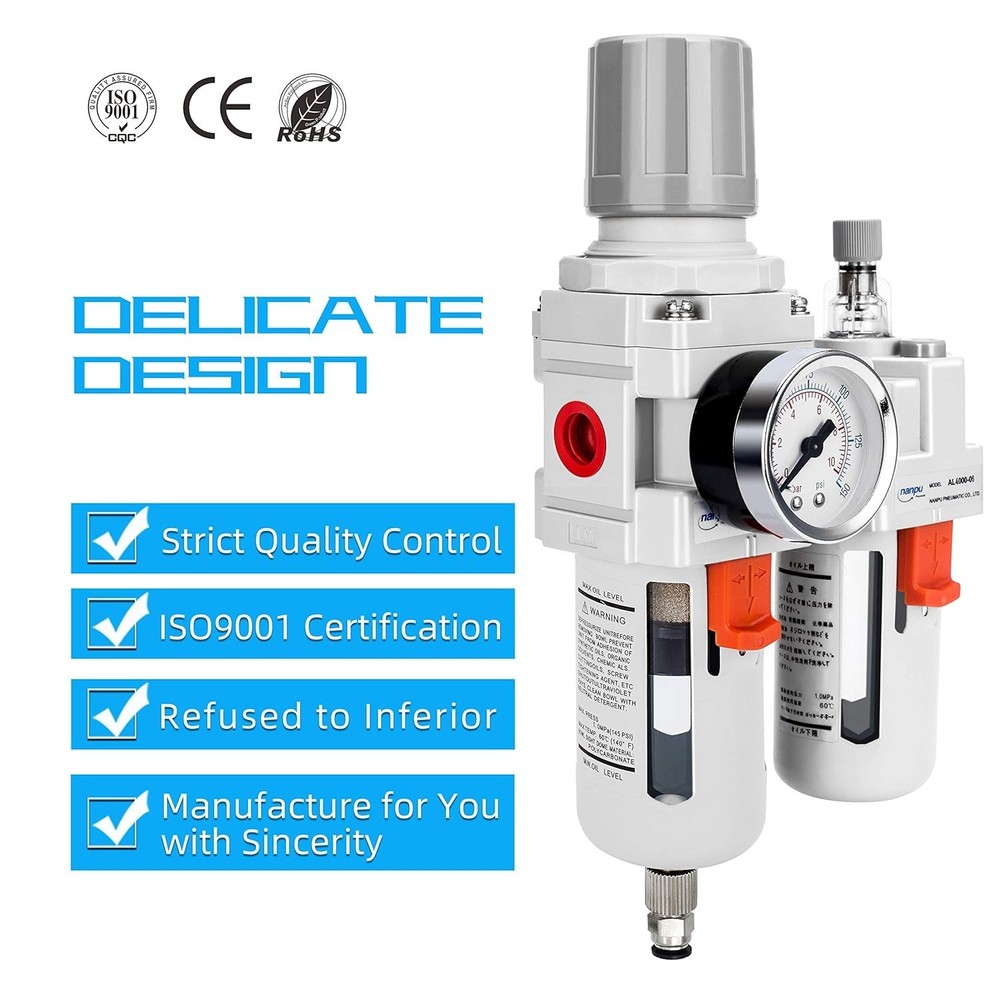 3/4" NPT Compressed Air Filter Regulator Lubricato