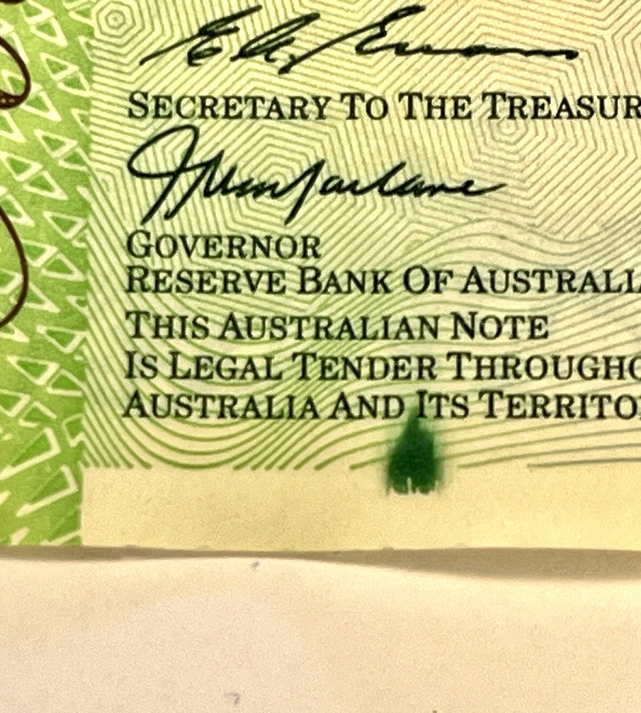 Very Rare,Print Error 1999 $100 Note , MacFarlane/Evans Print Error .