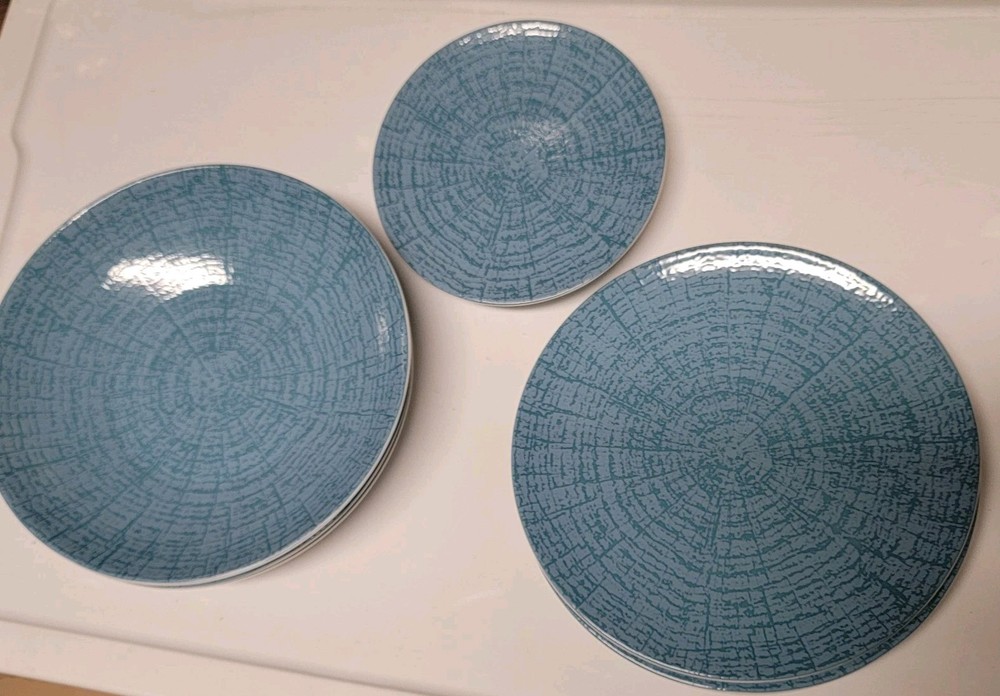 Bauscher Germany ARBOR Teal Blue Pattern. 12 Pc Dinnerware Porcelain. HTF Nice