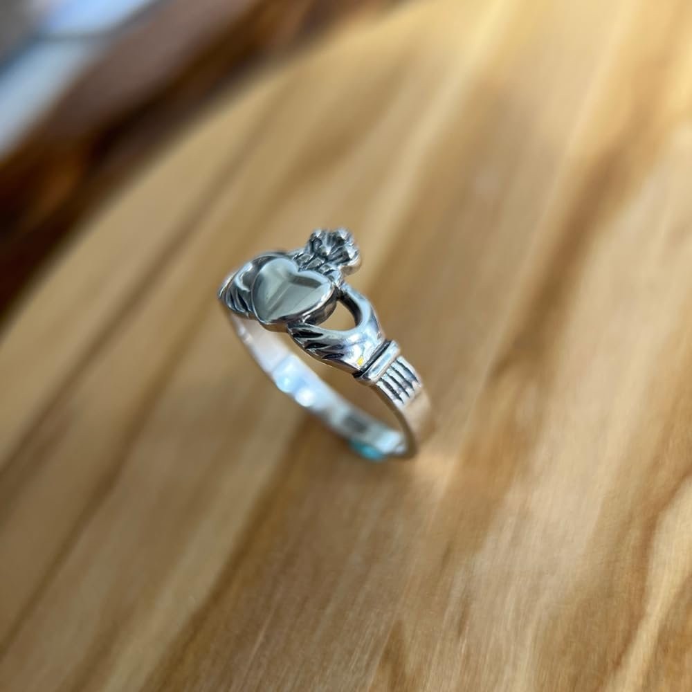 Handcrafted Sterling Silver Claddagh Ring – Traditional Irish Love, Loyalty &...