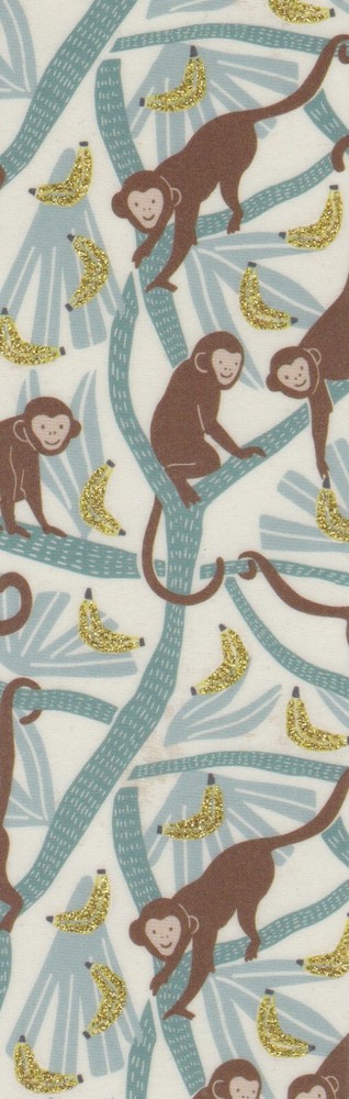 Happy Monkeys decorative paper, laminated bookmark