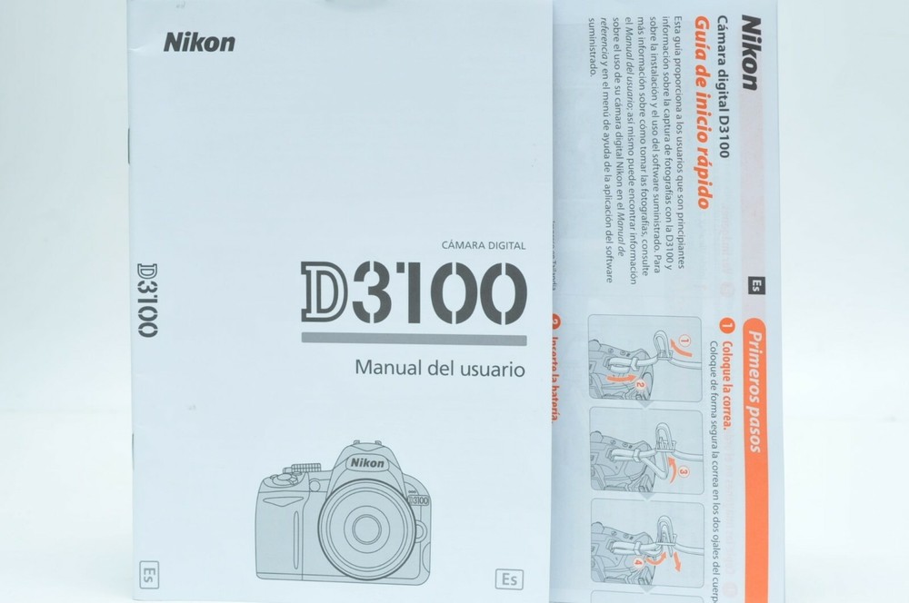 Spanish Nikon D3100 Instruction Owners Manual +  Quick Start Guide