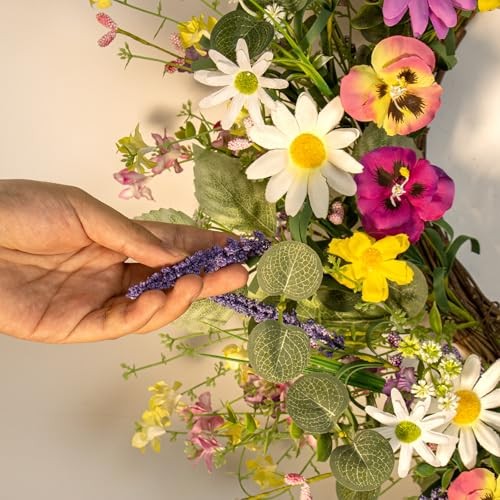 Artificial Spring Wreath 22 Inch Spring Wreaths for Front Door Springtime