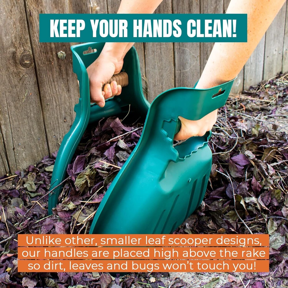 Leaf Scoops and Claws V2.0, 1-Pair (2 Pieces), Sturdy Ergonomic Grip Leaf Rake