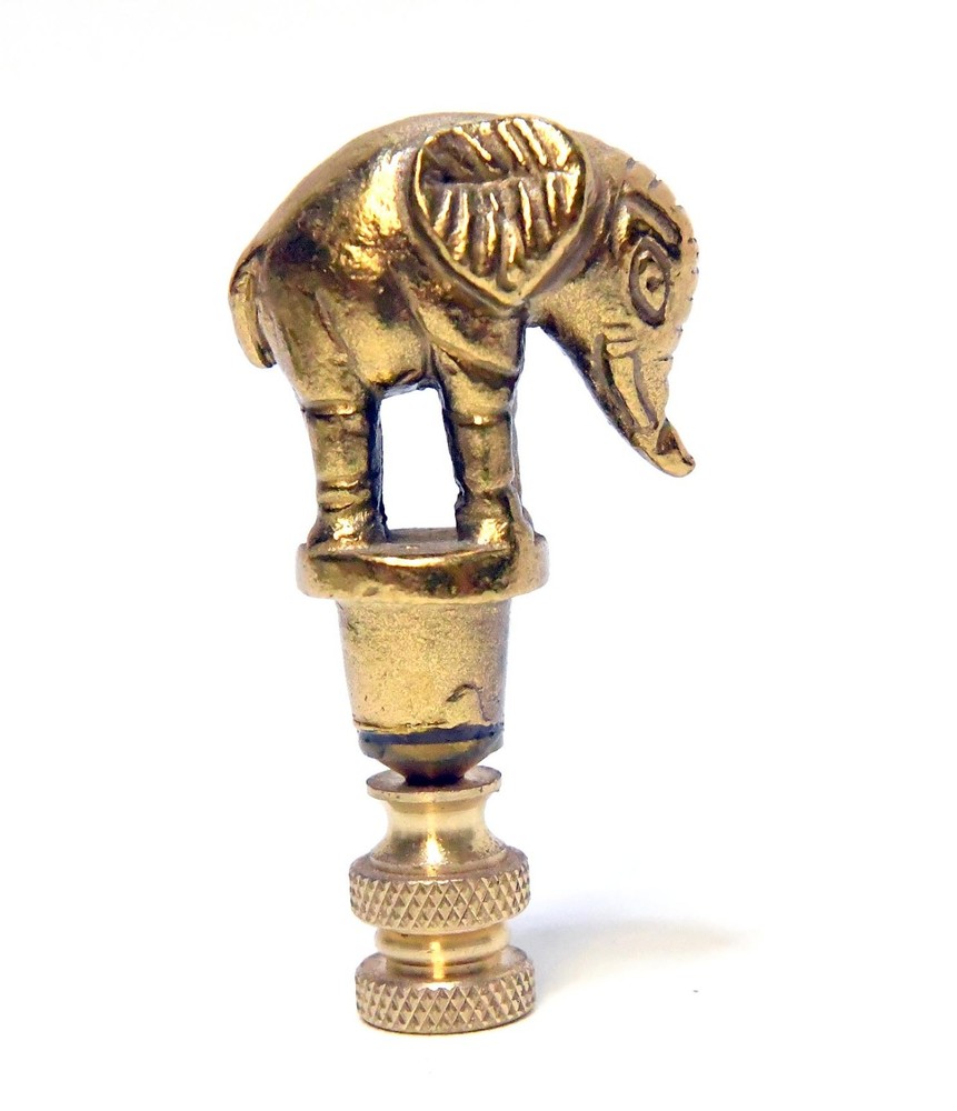 BRASS ELEPHANT DECORATIVE LAMP FINIAL 1/4 THREAD