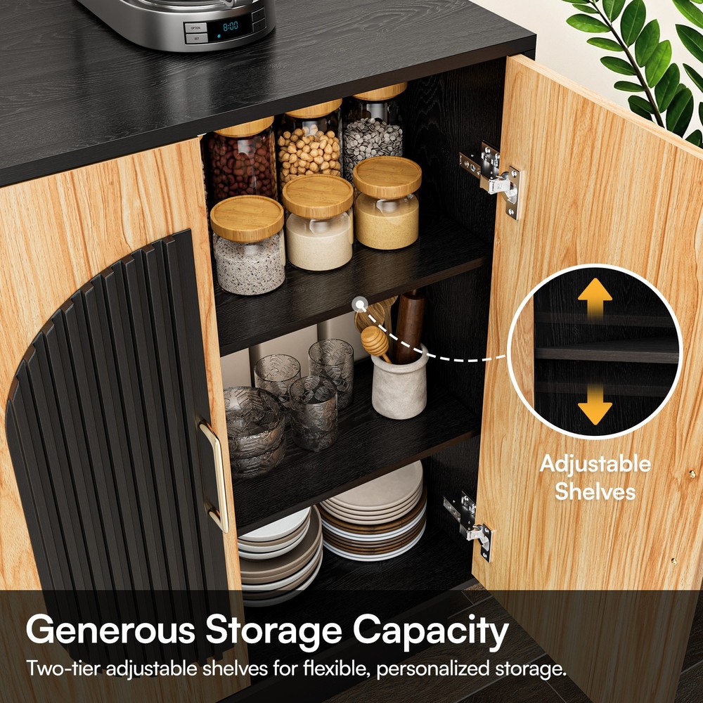 Modern Fluted Buffet Cabinet Accent Sideboard with Storage Dispaly Sideboard