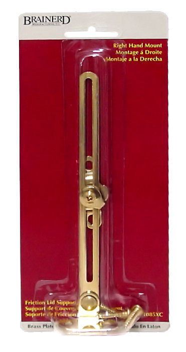 Friction Lid Support - Right Hand - Brass Plated 6"