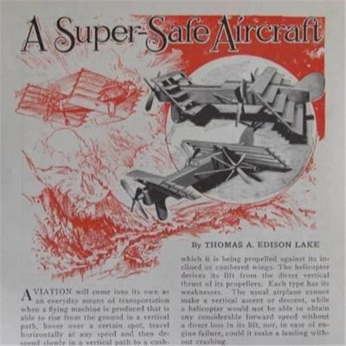 Multiplane Thomas Edison Lake 1931 VTOL Multi-Wing Airplane Design